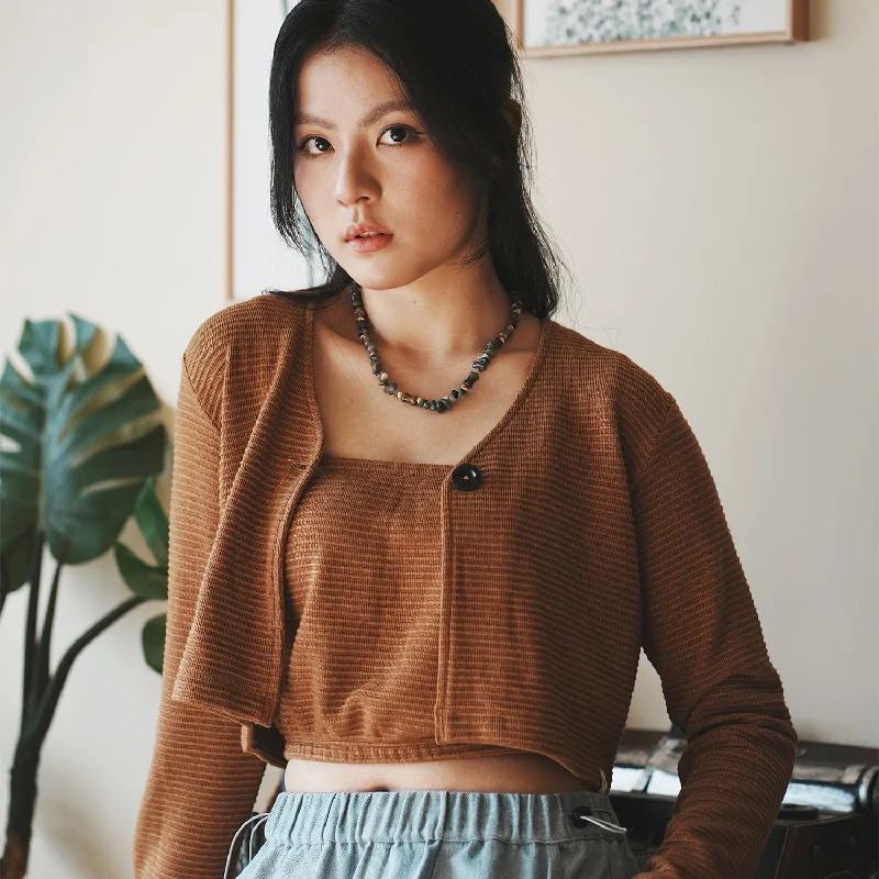 (CD101) Cropped Cardigan Set