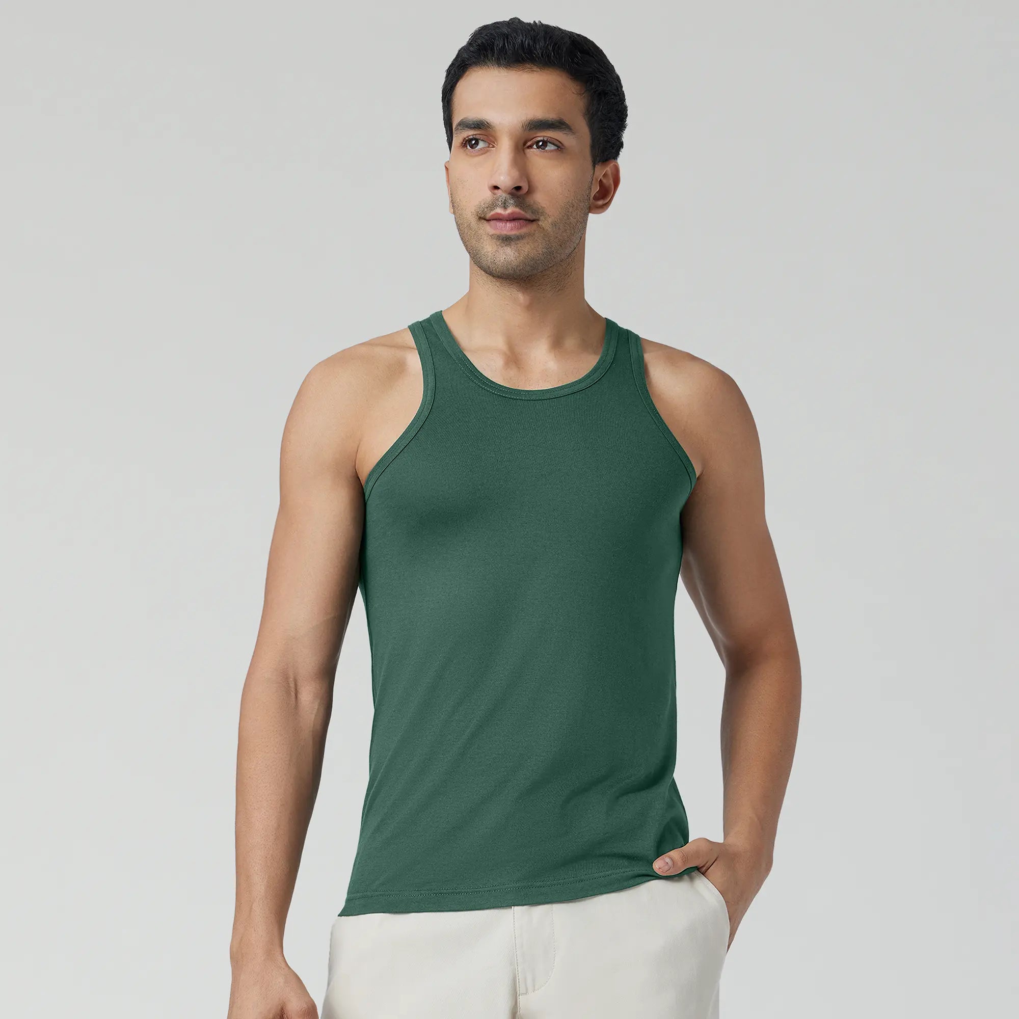 Ace Modal-Cotton Vest Forest Green