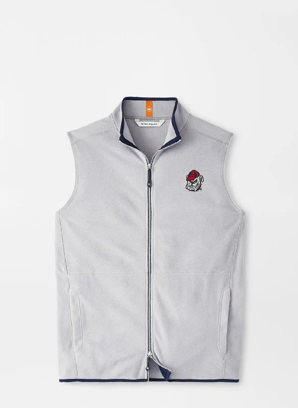 UGA Bulldog Head Thermal Flow Micro Fleece Vest Gale Grey