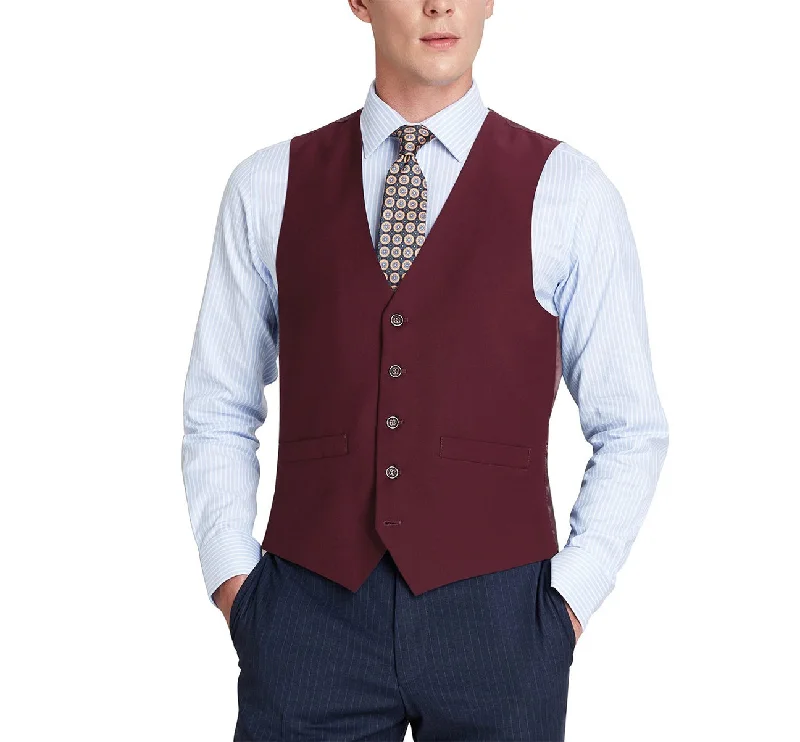 Renoir 201-8 Men's Classic Fit Suit Separate Vest - Burgundy