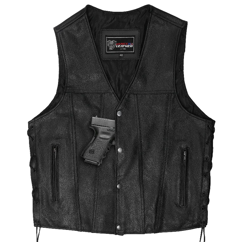 VL915 Men's Premium Ten Pocket Leather Vest