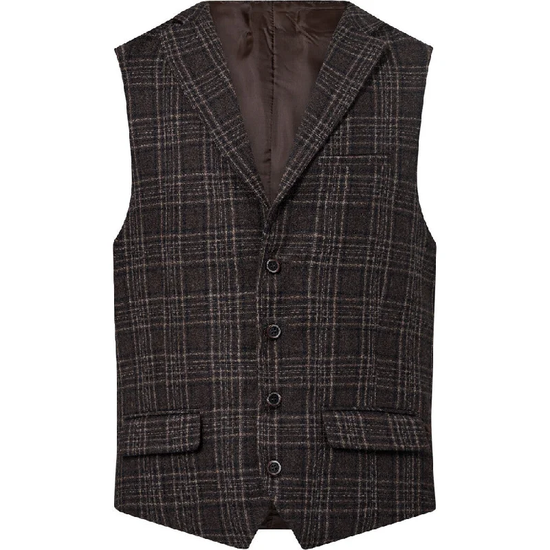 Wolf Check Wool Vest - NAV Navy