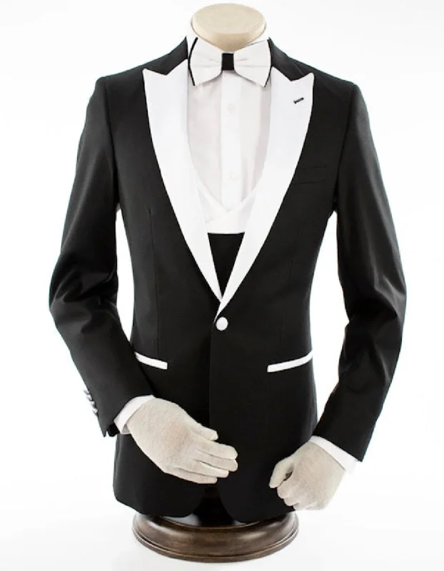 Black and White Tuxedo - Two Toned - Wedding or Prom Besom Pockets Suit