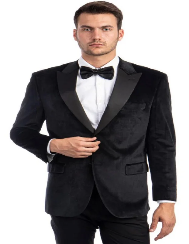 Black Tuxedo - Mens Wedding Suit Velvet Wedding and Prom - Black Prom Suit