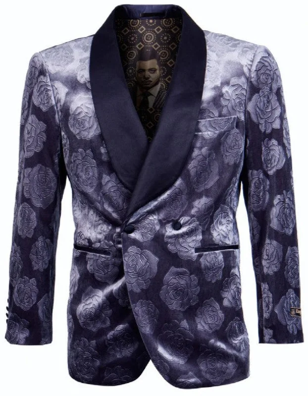 Blue Prom Suit - Blue Homecoming Outfits For Guys Black Satin Shawl Lapel Royal