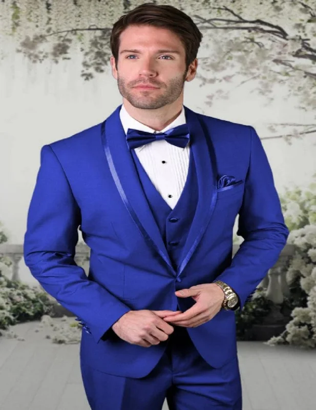 Blue Prom Suit - Blue Homecoming Outfits For Guys Modern Shawl Lapel Royal Blue