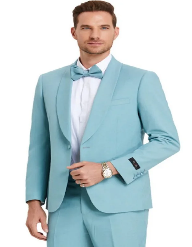 Blue Prom Suit - Blue Homecoming Outfits For Guys Skinny Fit Pant Aqua Blue