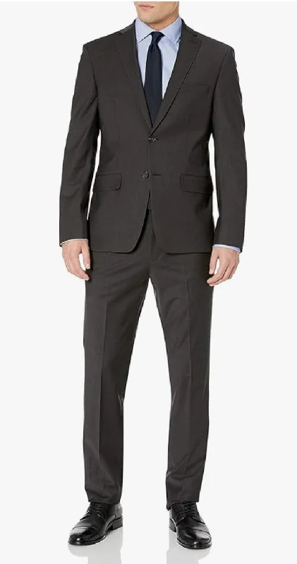 DKNY Slim Fit Charcoal Tic Suit