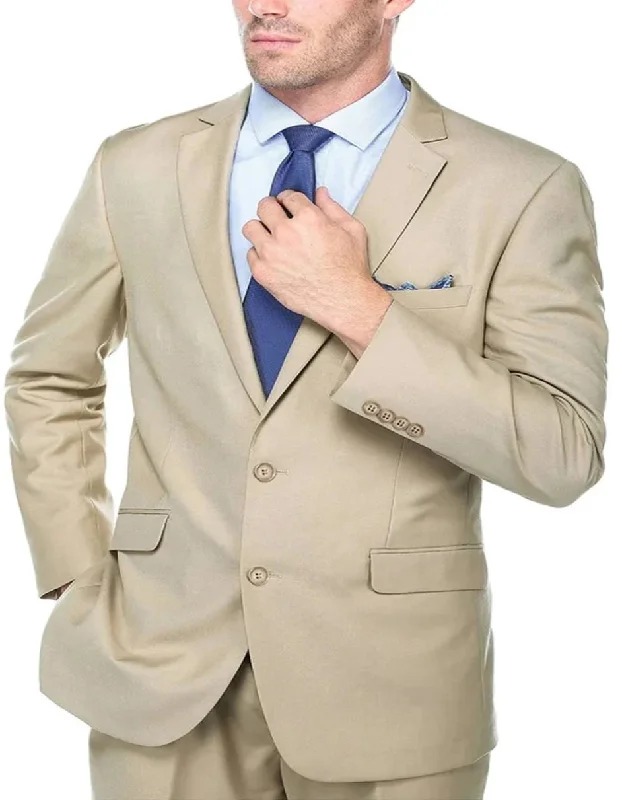 Mens Khaki Color Tuxedo - Mens Basic Two Button Slim Fit Light Khaki Suit