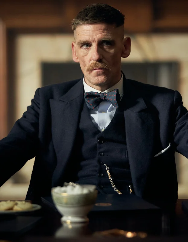 Mens Peaky Blinders Costume Arthur Shelby Vested Black Suit