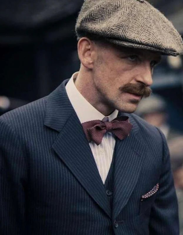 Mens Peaky Blinders Costume Arthur Shelby Vested Pinstripe Suit