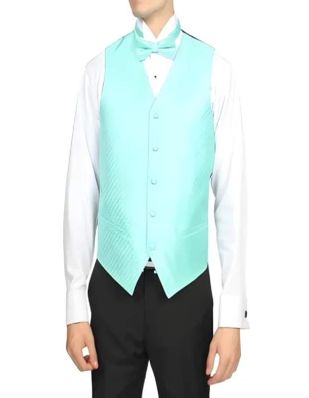 Pale turquoise ~ Light Blue Stage Party 4-Piece Wedding - men's Vest For Groom and Groomsmen Combo Big and Tall Large Man ~ Plus Size Suits