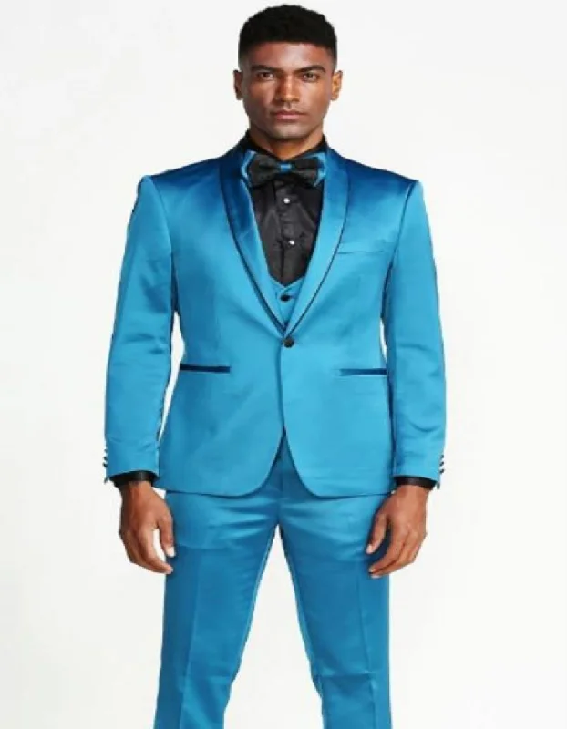 Teal Tuxedo - Teal Prom Suits - Matching Bow Tie - Teal Prom Tuxedos Jacket