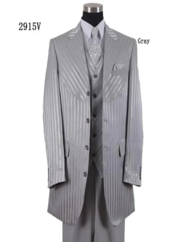 Tone On Tone - Shiny Fabric Zoot Suit - Gray