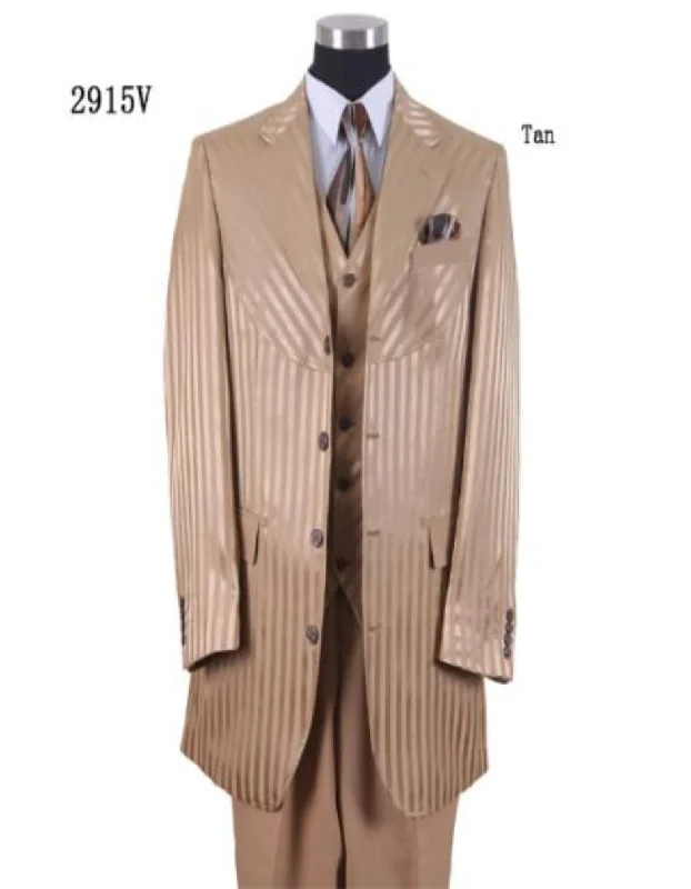 Tone On Tone - Shiny Fabric Zoot Suit - Tan