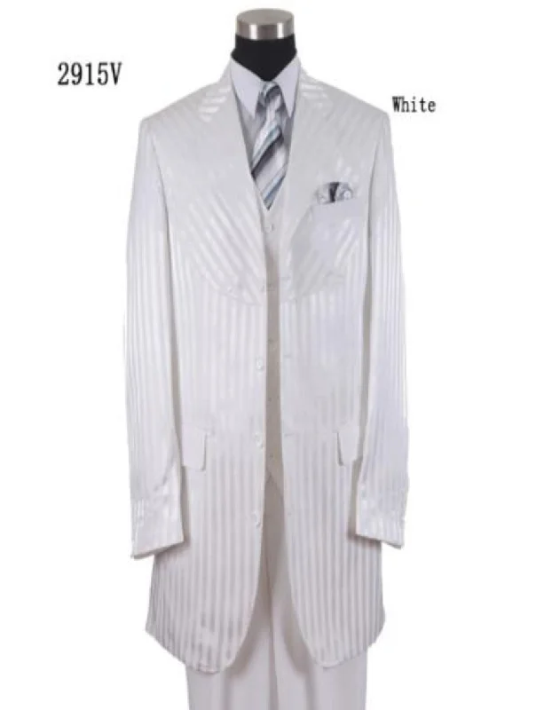 Tone On Tone - Shiny Fabric Zoot Suit - White