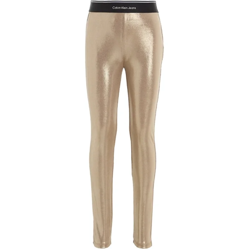 Calvin Klein Metallic Coated Leggings Frosted Almond