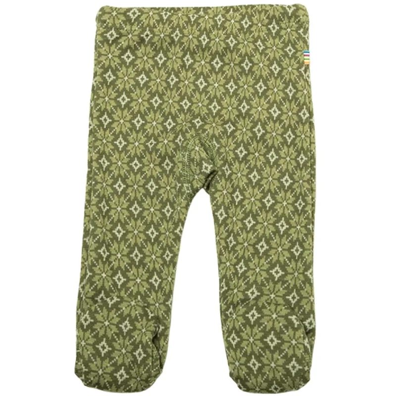 Joha Wool Green Jacquard Leggings w. Foot