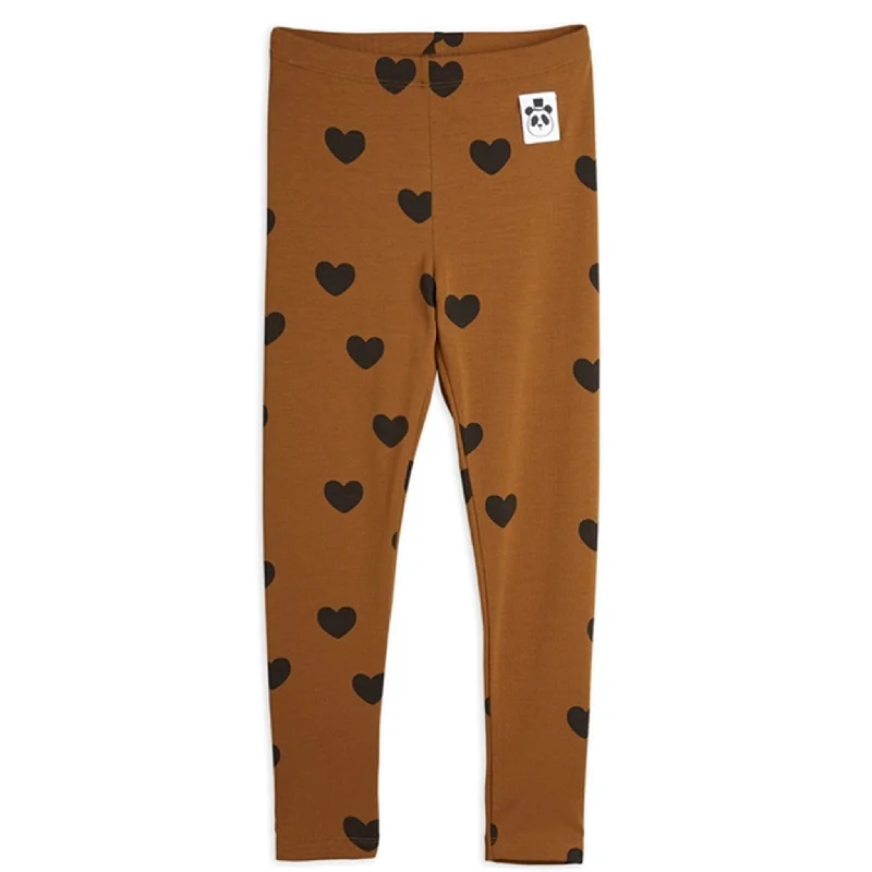 Mini Rodini Basic Hearts Brown Leggings