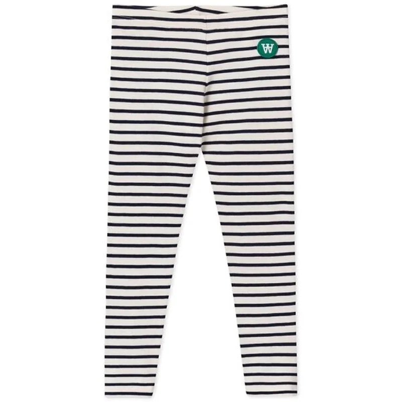 Wood Wood Ira Kids Leggings Off White/Navy Stripes