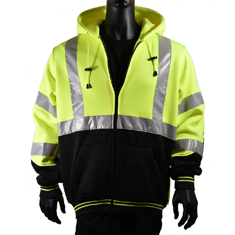 2W International Men's Class 3 Hi-Vis Zip Front Hoodie