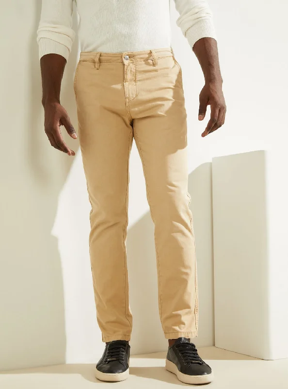 Beige Max Mid-Rise Slim Pants