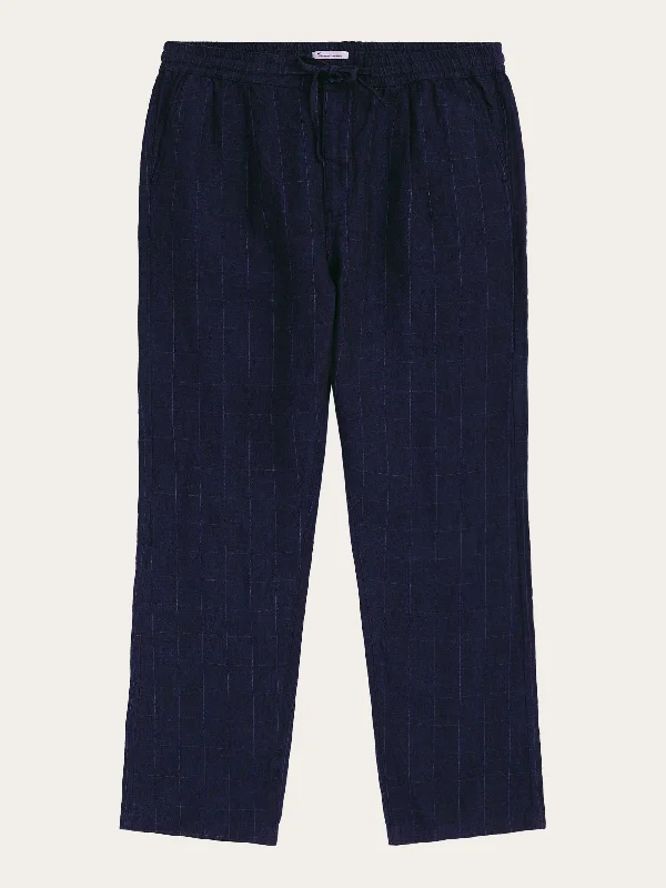 FIG loose checked linen pants - GOTS/Vegan - Night Sky