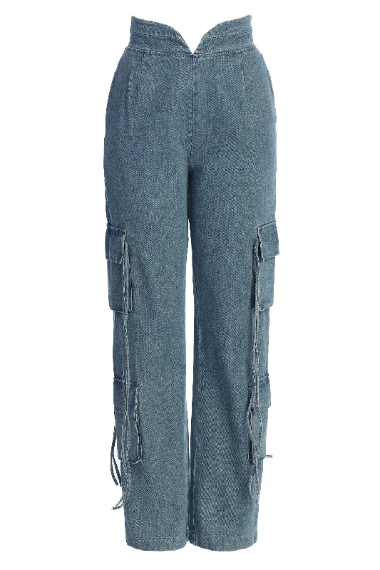 Medium Wash Jacinda Denim Utility Pants