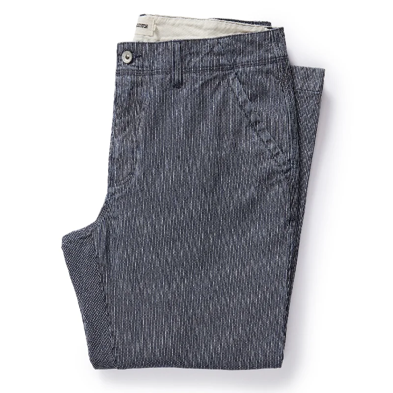 The Morse Pant in Washed Indigo Stripe