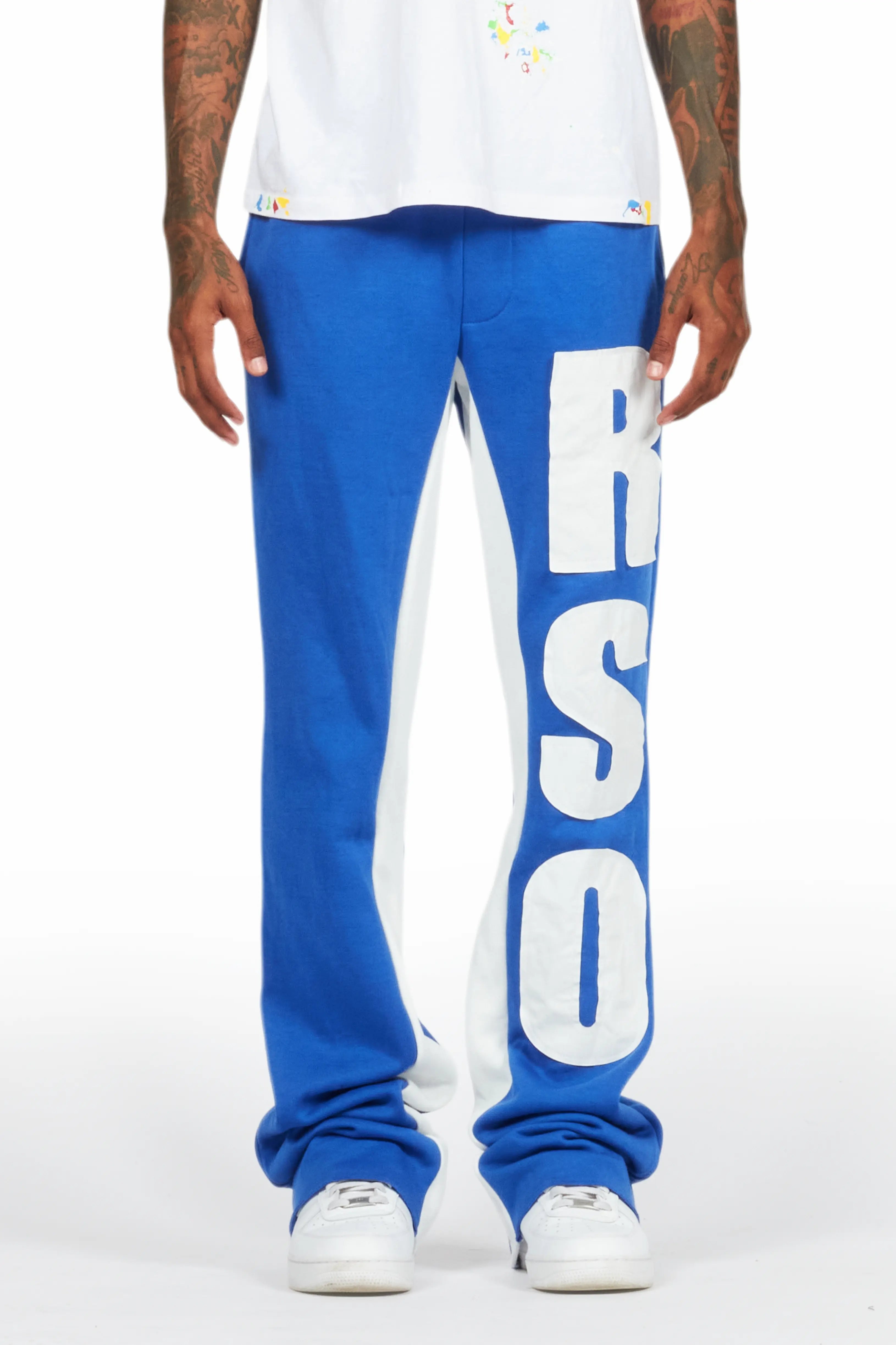 Uko Royal Blue Stacked Baggy Track Pant